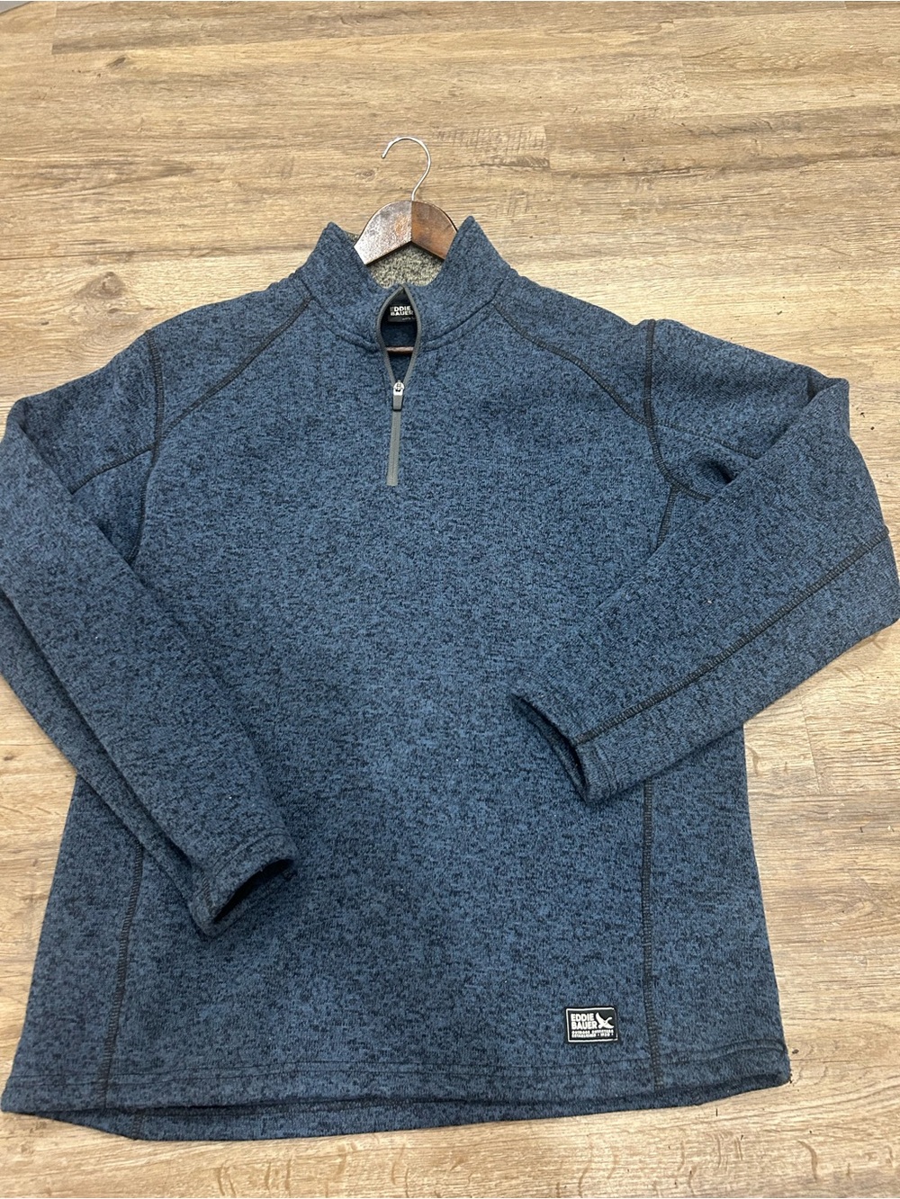 Eddie Bauer Men's Large Quarter Zip Fleece Pullover in Heather Blue